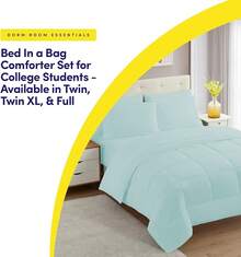JIANGTAO-Dorm Room Essentials College Bedding Comforter Set 5 Piece Twin XL Size Bed In A Bag For College Students Boys And Girls, Twin XL, Navy Blue - 水藍色 - 查看 5