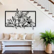 1pc Elegant Lily Flower Metal Wall Art, Abstract Outline Iron Decoration, Multipurpose Indoor/Outdoor Wall Hanging, Suitable For Housewarming, Holiday, Birthday Gifts, Collectible, Perfect For Garden Enthusiasts, Office, Living Room, Bedroom, Patio, Kitchen, Farmhouse Decor Room Decor Bedroom Decor Home Decor Wall Decor