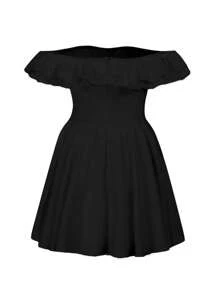 Robe trapèze ceintrée épaules dénudées pour femme WOWDARK, automne