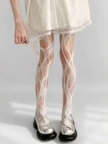 1 Paar Vintage Fischnetz Socken für Frauen, sexy asymmetrische spitze ausgeschnittene enganliegende Party Socken