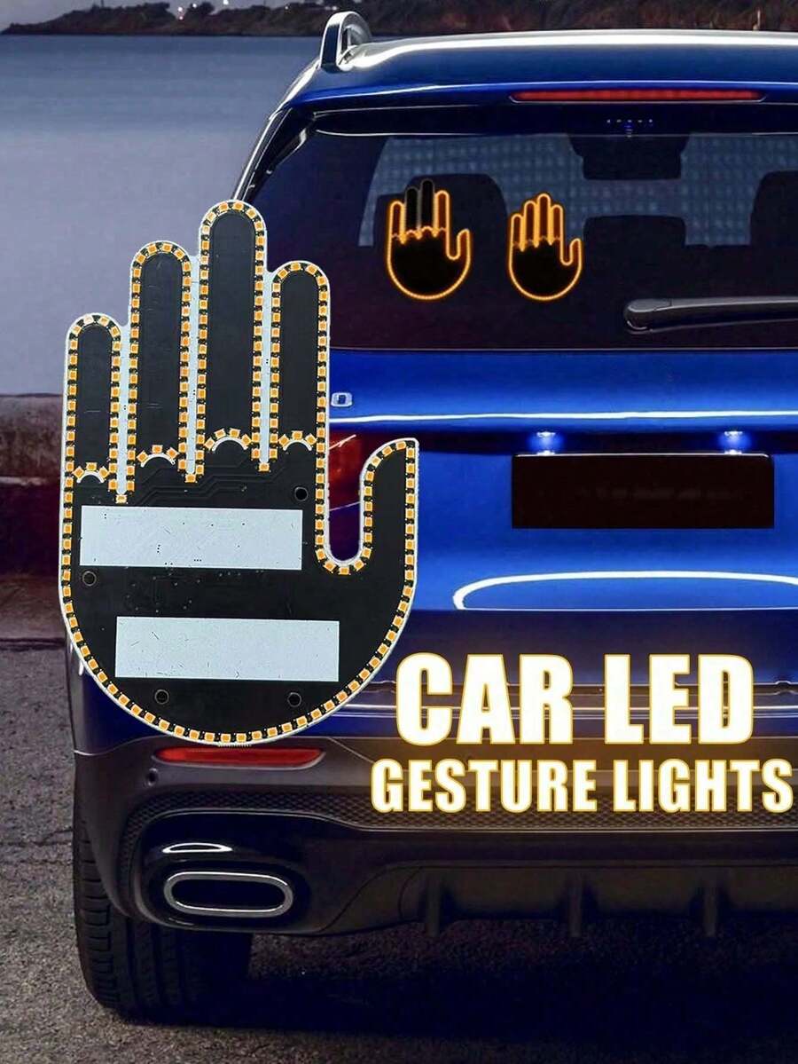 带遥控手势的汽车指示灯、汽车 LED 灯、路怒标志、装饰性琥珀色手势指示灯、遥控车辆装饰，不含电池
