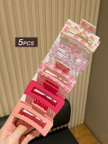 5 件女士时尚简约粉色方形发夹发饰，适合日常使用，建议作为礼物爪夹发夹发夹发夹发夹发夹时尚发饰秋冬度假装女士 - 彩色 - 查看 4