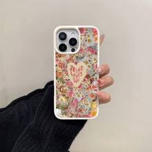 The Latest Aesthetic Transparent Macaron Magnetic Phone Case In 2025, Featuring A Flower Heart Jesus Pattern. Made Of Acrylic, It Is Shockproof And Drop-Resistant. It Is Applicable To Mobile Phones 16 15 14 13 12 11 Pro Max Plus And Can Be Given To Family Members/Friends/Best Friends - 白色 - 查看 2
