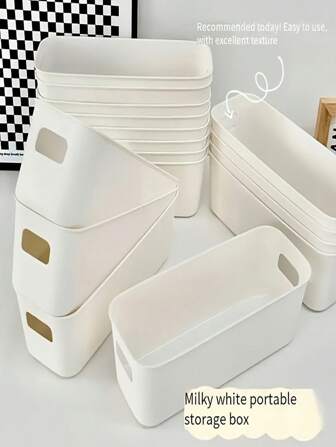 2/10pcs Stackable Plastic Storage Boxes With Handles - Versatile Organizers For Office, Home And Closets. Durable Construction, Suitable For Stationery, Cosmetics, Socks, Underwear And More. Space-Saving Drawer Design In Basket, Box, Container Formats To Efficiently Store Household Items