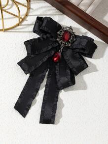 1 pieza Elegante gran lazo ondulado hecho a mano, accesorio de cristal de lujo con piedras brillantes para mujer, broche flor para el pecho, joya apropiada para uso diario, gran regalo