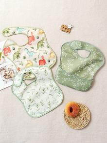 3PCS Waterproof Baby Bibs For Eating - Lightweight Baby Bib With Food Catcher, Mess Proof Toddler Bibs