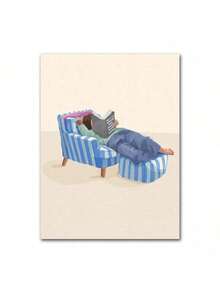 1pc Minimalist Daily Life Wall Art Canvas Prints Girl Read Book Balloon Poster Cup Painting Abstract Pictures For Living Room Decor Optional Frame ﻿ - Multicolor - View 14