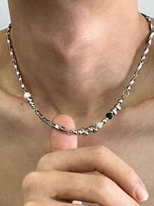 1 Stück Titanstahl Splicing unregelmäßige Schlüsselbein Kette im klassischen Hip-Hop Stil, geeignet für Herren und Damen als vielseitiges hochwertiges Accessoire für den Alltag