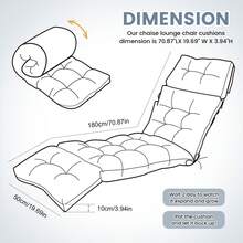 Outdoor Folding Lounger Chair Cushion Recliner Rocking Chair Sofa Mat Chair Cushion For Yard Patio Beach Pool Deck For Outdoor Folding Chaise Lounge Chair Cushion For Beach Sunbathing Patio - 霧霾藍 - 查看 2