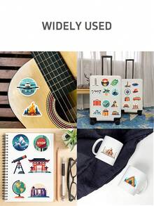 50/65 piezas Pegatinas de viajes alrededor del mundo, pegatinas de vinilo de países y ciudades del mundo, diseño de mapa de viajes, resistentes al agua, para decoración escolar, suministros de maestros, recompensas de comportamiento y decoración DIY - Multicolor - Ver 12