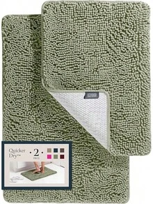 BELADOR Bathroom Rugs Sets 2 Piece- Plush Bath Mat Set Quick-Dry Soft Chenille Mat With Rubber Backing, Absorbent Rug Set, Washable Bath Rugs - Bath Mats 24x17 + 30x20 - 02 Tea Green - View 12