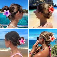 6 Pcs Flower Hair Claw Clips - Hawaiian Hair Clips For Women, Summer Beach Essentials Hair Accessories - 基本的 - 查看 3