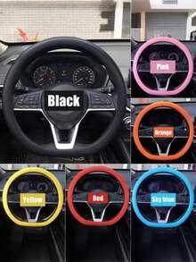 Silicone Steering Wheel Cover, All-Season Universal Thin Grip Sleeve, Lightweight Anti-Slip Anti-Sweat Car Essential - Multicolor - View 2