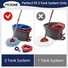 Spin Mop Head Replacement Base Handle Compatible With O Cedar Rinse Clean 2-Tank System, 4 Replace Heads, 1 Mop Handle, 1 Base And 1 Scrub Brush Combo Set