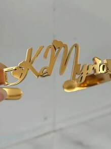 Ladies' Custom Engraved 18K Gold-Plated Stainless Steel Bracelet - Customizable Jewelry Gift, Elegant Design For Daily Wear And Parties, Ideal For Thanksgiving, Luxurious Texture