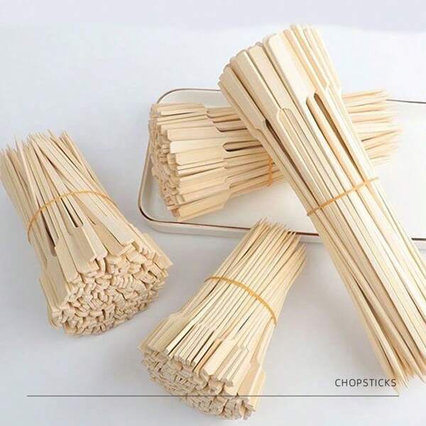 Disposable Bamboo Skewers With Handles For Commercial Barbecue, Bulk