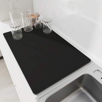 1 pieza Felpudo de café - Con respaldo de goma absorbente para ocultar manchas, secado rápido para encimera de cocina, barra de café, accesorios, escurridor de platos para cafetera, cafetera, cafetera express, diseño de café. Felpudo absorbente y a prueba de agua, antideslizante. Accesorios de cocina.