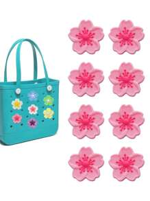 16pcs/8pcs/4pcs/1pc 7-Color Begonia Flower DIY Bag Decor, Bag Accessories, Begonia Flower Decor