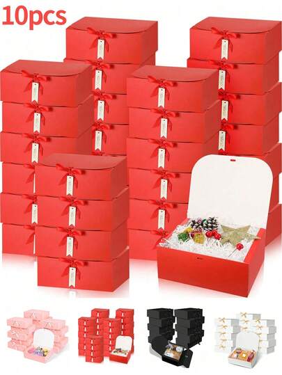 10pcs White/Black/Pink/Blush Gift Boxes, Bridesmaid Invitation Ribbon Boxes, Wedding, Birthday, Baby Shower And Other Party Boxes, Valentine's Day Gifts, Valentine's Packaging, Birthday, DIY Crafts, Cosmetic Storage, Graduation Gifts, Wedding Party Decor Boxes, Christmas, Wall Decor, Christmas Decorations, Ornaments, Gifts, Wreaths, Thanksgiving, Home Decor