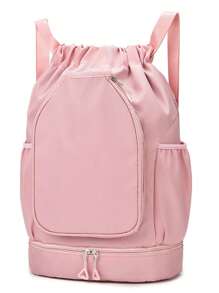 1 pieza Mochila deportiva con separación de húmedo y seco, cierre de cordón, material de nailon, adecuada para natación, playa, vacaciones de verano, puede contener baloncesto, raqueta de bádminton, etc.