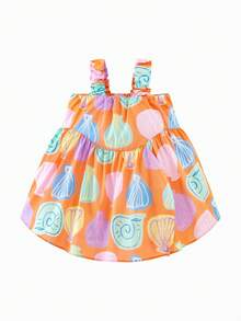 mini bala Girls' Strap Dress, Soft & Breezy – 2025 Summer Collection – Lightweight Everyday Wear - Yellow-blue Hue - View 4