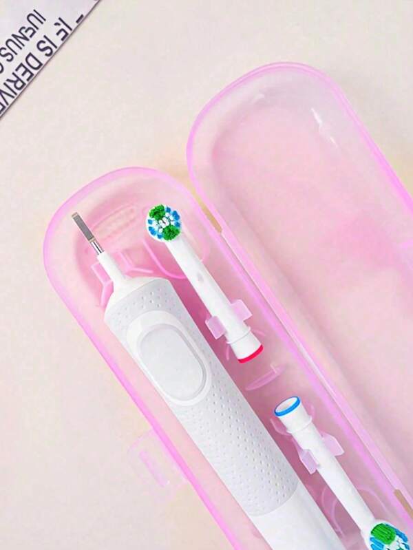 1 pièce Boîte de rangement pour brosse à dents électrique de couleur unie, boîte de voyage pour brosse à dents transparente, boîte de rangement portable pour brosse à dents électrique, étui de voyage en plastique pour brosse à dents électrique de rechange, pour le voyage, le camping, le rangement de la maison et la salle de bain, accessoire décoratif d'été