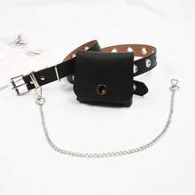 朋克风格西装制服配件带孔皮带，时尚百搭女士裤子腰带，皮带链腰包