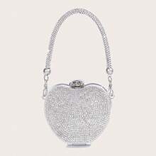 Luxury Diamond Inlay Apple Shape Crystal Clutch Purse Evening Wedding Party Shoulder Bag Handle Rhinestone Mini Handbags