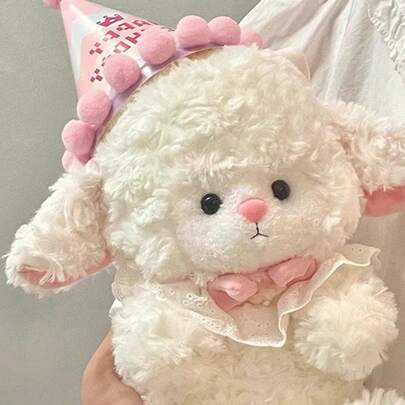 1 件 22 厘米毛绒绵羊玩偶填充动物玩偶，女孩生日礼物，家居装饰