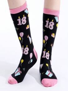 Chaussettes d'anniversaire, chaussettes roses, cadeaux thème anniversaire - cadeaux amusants et réfléchis pour les 13/18 ans, cadeaux de Noël et d'anniversaire créatifs, chaussettes d'anniversaire mignons, cadeaux pour adultes, cadeaux de Noël, cadeaux d'anniversaire 18/13 ans, les meilleurs cadeaux d'anniversaire pour les sœurs, fils, filles, neveux et nièces, convient pour le port intérieur et extérieur