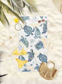 1pc Watercolor Turtle Print Ultra-Fine Fiber Lightweight Beach Towel, 75*150CM Beach Towel For Travel, Beach, Swimming, Yoga, Gym, Camping, Adult, Women, Ren, Men, Holiday Gift Beach Essentials