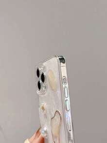 Beach 3d Flower, Faux Pearl & Gemstone Decor Phone Case Compatible With IPhone15/15Plus/15Pro/15Promax 14/13 Pro Max/12/11, Full Coverage Drop Protection Waterproof Shockproof Anti-Fall Scratch Resistant