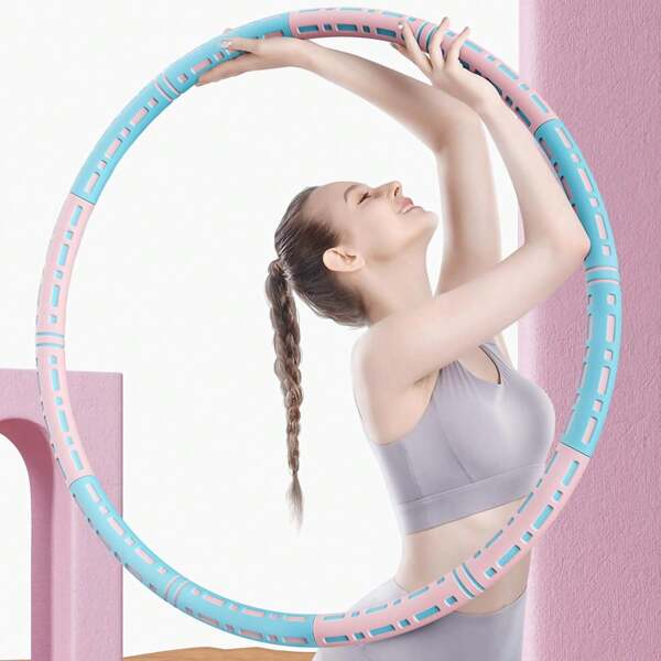 1Pc Of 6-Section Detachable Exercise Exercise Hoop For Adults, Fitness Ring With Stainless Steel Inner Tube, Concave-Convex Floating Points Design, Free Weighted Workout Exercise Hoop, Portable Exercise Ring For Men And Women, Gym