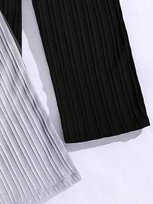 Bộ 2 quần ống rộng thường ngày cho bé gái, gồm quần cạp chun xếp ly màu trơn có thắt lưng phù hợp, quần dài co giãn mềm mại thoải mái phong cách phù hợp cho mùa xuân/thu, trang phục mặc mùa thu cho bé gái tuổi mới lớn - Nhiều màu - Xem 5