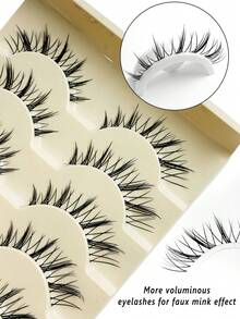 Asiteo 5 Pairs Manga Lashes Natural Look Eyelashes Cat Eye Lashes Cross Thick Mink Lashes Anime False Eyelashes Extension Makeup Tools Party Travel - Spiky Manga Lashes - View 2