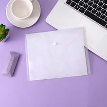 A5 尺寸透明聚乙烯塑料信封，带按扣封口，透明塑料文件夹，适用于学校、工作办公室组织、返校、学校用品 - 10裝(透明-A5無紋 按扣袋) - 查看 7