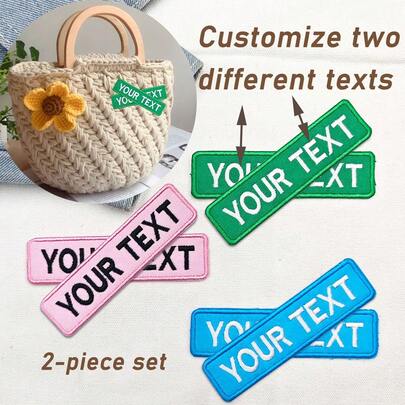 Tùy chỉnh hai miếng vá tên hình chữ nhật màu trơn được cá nhân hóa với các văn bản khác nhau, phù hợp với quần áo mũ túi, có móc ở mặt sau hoặc ủi
