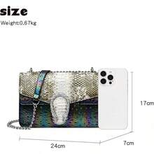 Crossbody Bags For Women - Snake Printed Clutch Purses Leather Chain Shoulder Bags Evening Handbags - K-đen - Xem 3