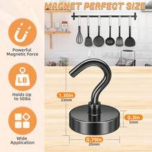 Magnetic Hooks Heavy Duty For Hanging, Black Magnetic Clips, Cruise Essentials, 50lbs Magnet Hooks For Cruise Cabin, Fridge, Camper Accessories, Key Holder, Wall, Locker - Black - View 4