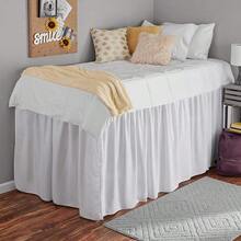 [Dorm Room Bed Skirt College Dorm Bed Skirt Long Bed Skirt Dorm Extra Long Dorm Room Bed Skirt 100 Microfiber White Holiday Gift For Her Summer Essential Travel Must Have Outfit Upgrade Daily Pick] - White - View 2