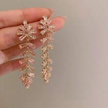 Zirconia Butterfly Waterdrop Earrings, French Style Fashion Ear Studs