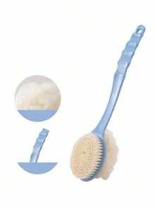 1pc Pink/Blue/Green Long-Handled Shower Brush, Multi-Purpose Scrub Brush For Back Exfoliation And Shower Cleaning - Multicolor - View 9