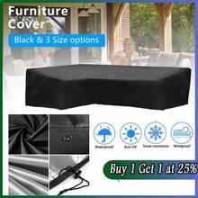4/2/1pc Waterproof L Shaped Garden Furniture Cover Heavy Duty Rattan Corner Outdoor Sofa - Black - View 1