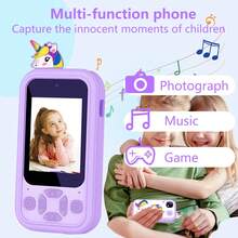 Kids Toy Smartphone, Gifts And Toys For Girls Boys Ages 6+ Years Old, 2.8" Fake Play Unicorn Toy Phone Music Dual Camera Games, Music Player, 32GB Card, Birthday - 紫色 - 查看 3
