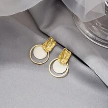 Pendientes largos con diseño de redondo - Verde - Ver 4