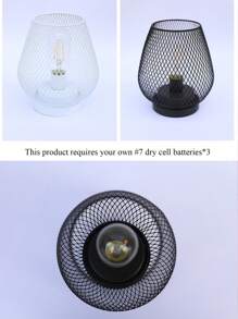 1PC Metal (Iron) Cage Table Lamp, Battery Powered (Batteries Not Included), LED Edison Style Bulb For Bedroom, Home, Wedding, Party, Patio, Indoor, Outdoor, Valentine's Day Ambiance Decoration Table Lamp, Novelty Night Lights
