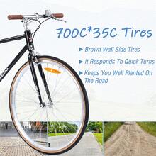 Fixed Gear Single Speed Bike 700C Road Bike With Flat Handle Bar, Urban Commuter Bicycle Hybrid Cycle With Rim Brakes, Steel Frame, 700 35C Tires For Men Women Adults Teens - Black - View 5
