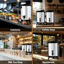 1 Pc Stainless Steel Beverage Dispenser, Multi-Purpose Ice Bucket Outdoor Sprayer, Large Capacity Layered Lid Design, Collapsible Bottom Commercial Insulated Drink Server With Handle, For Adding Ice And Hot Water, Suitable For Party Beer & Juice Storage - Black - View 8