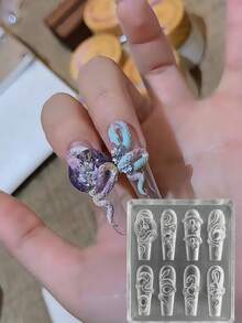 全新 3D 蛇形硅胶指甲模具，沙龙专用硅胶美甲装饰 DIY 工具