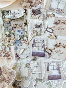 MOCARD 1 Pack Of 20 Vintage Dual-Material Scrapbooking Stickers, Creative Aesthetic Stickers, DIY Decorative Collage Craft Materials, Holiday Gift, Personalized Scrapbook School Supplies, School Supplies,Back To School